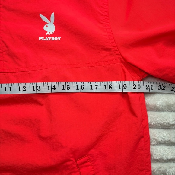 PLAYBOY by PAC Sun Pullover Hooded Windbreaker Neon Pink Orange Men’s Small - Picture 7 of 9